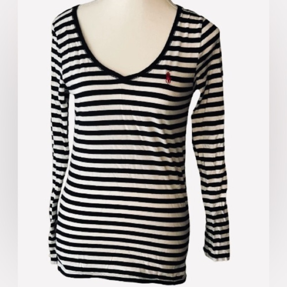 Ralph Lauren Classic Black and White Striped Top